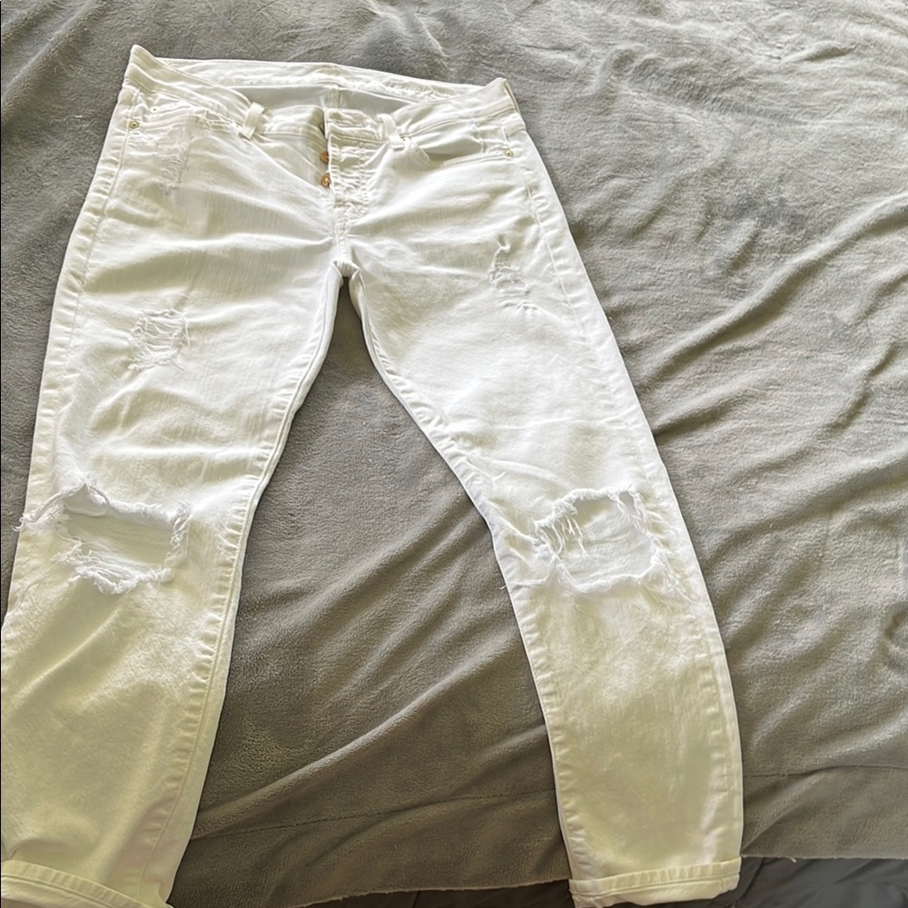 Women's White Distressed Jeans